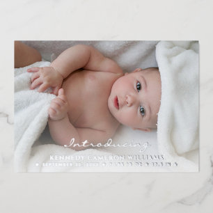 Custom Photo Newborn Simple Cute Hello Baby Birth Foil Invitation