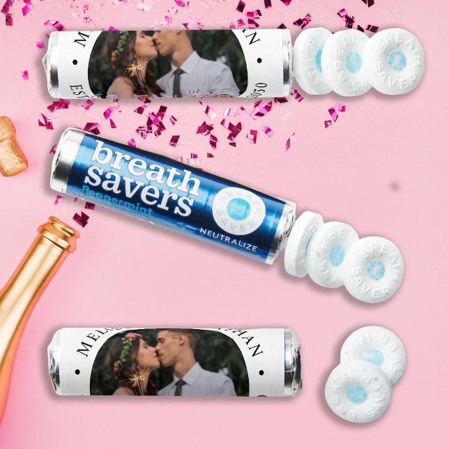 Custom Photo Newlywed Couple Name Date Wedding Breath Savers® Mints (Creator Uploaded)