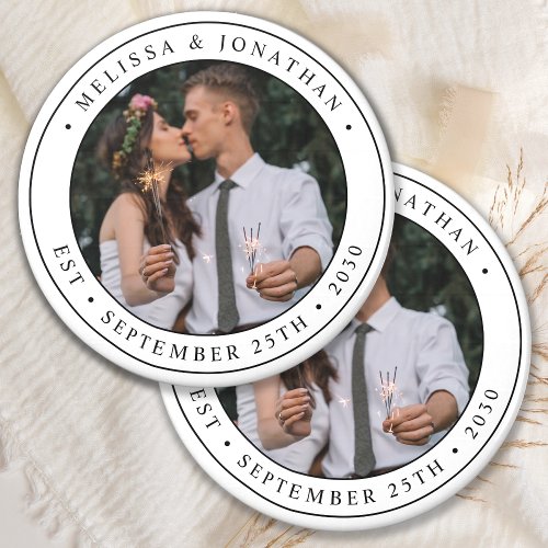 Custom Photo Newlywed Couple Name Est Date Wedding Bottle Opener