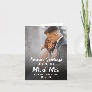 Custom Photo Newlywed Mr And Mrs First Christmas Holiday Card