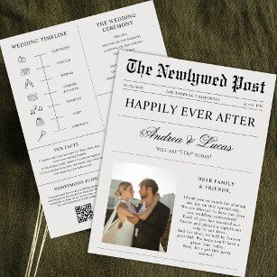 Custom Photo Newspaper & Wedding Program Timeline Flyer