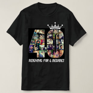 Custom photo number collage 40 text crown T-Shirt