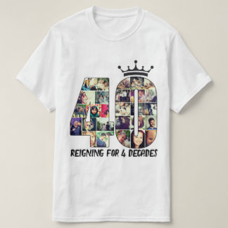 Custom photo number collage 40 text crown T-Shirt
