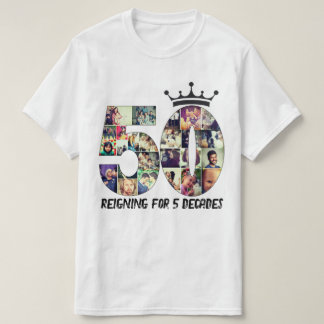 Custom photo number collage 50 text crown T-Shirt