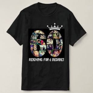 Custom photo number collage 60 text crown T-Shirt