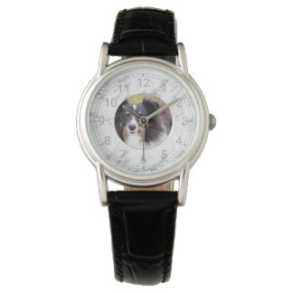 Custom Photo &amp; Numbered Clock Face - Faux Marble Watch