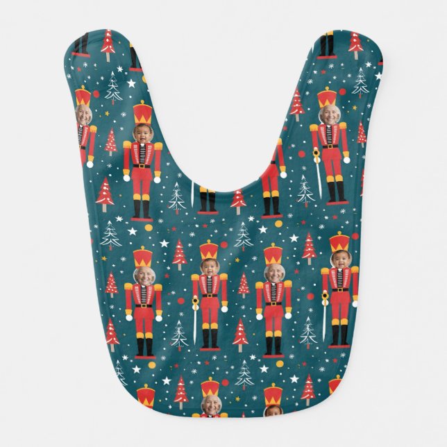 custom photo nutcracker - 2 images baby bib (Front)