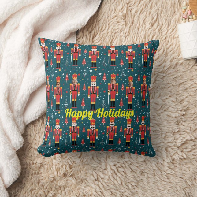 custom photo nutcracker - 2 images throw pillow (Blanket)