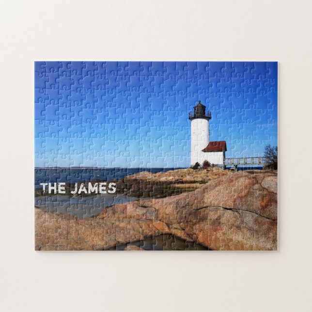 Custom Photo Ocean Beach Lighthouse Jigsaw Puzzle (Horizontal)