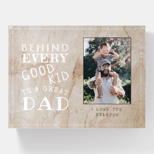 Custom Photo Of Great Dad With Kid Paperweight