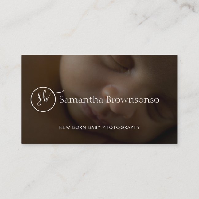 Custom photo of newborn baby pediatrician business card