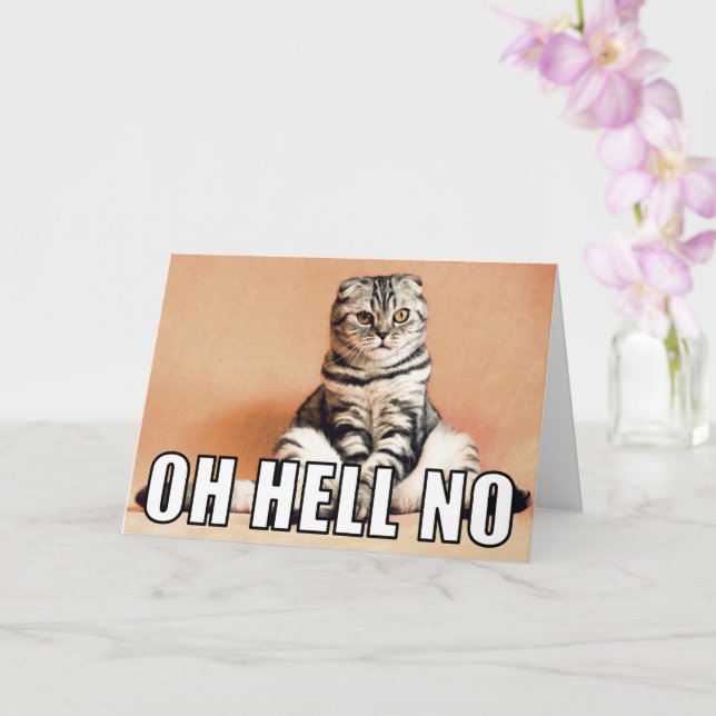 Custom Photo Oh Hell No Meme Funny Birthday Card (Orchid)