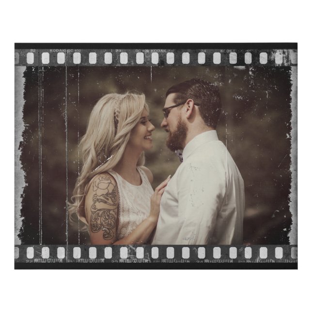 Custom Photo/ Old Vintage Film Retro Distressed Faux Canvas Print (Front)