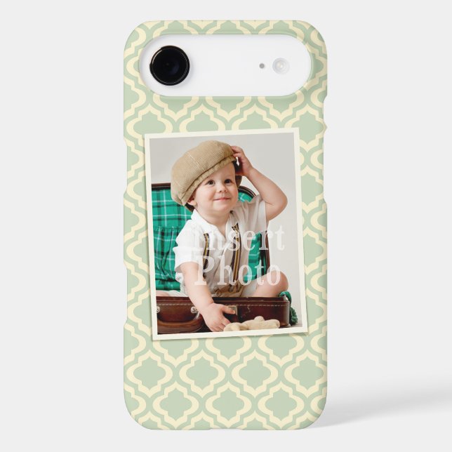 Custom photo on seafoam quatrefoil background Case-Mate iPhone case (Back)