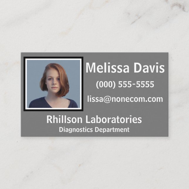 Custom Photo on Steel Gray Business Card (Front)