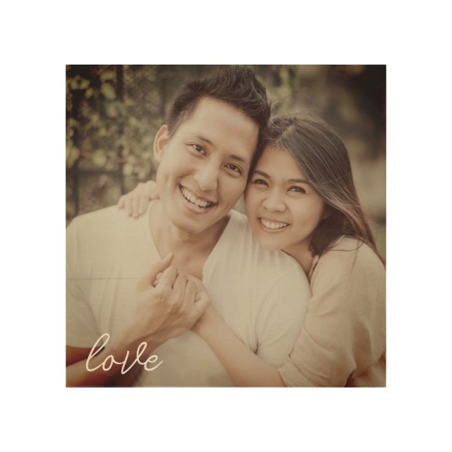 Custom photo on wood - love - 8x8  wall art (Front)
