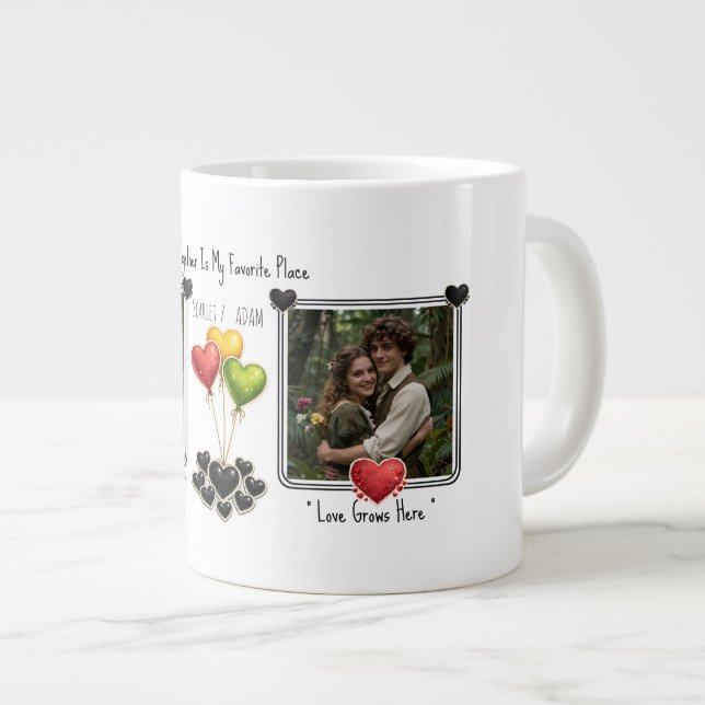 Custom Photo Online Dating Valentines Coffee  Giant Coffee Mug (Front Right)