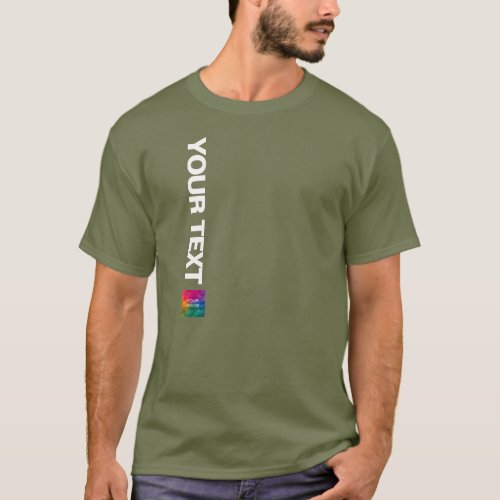 Custom Photo Or Logo Fatigue Green Mens Modern T_Shirt