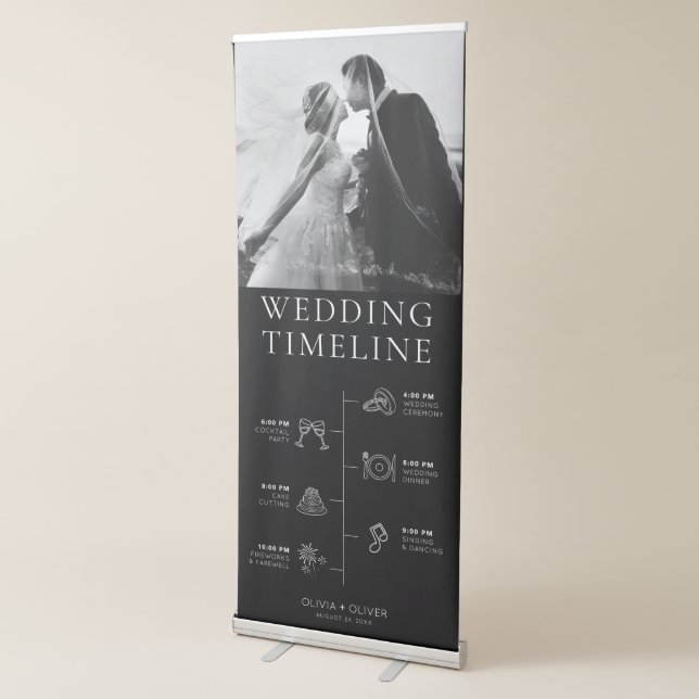 Custom photo, order of events wedding welcome sign (3/4)