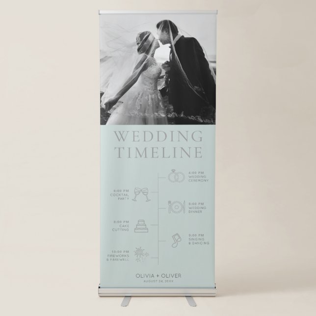 Custom photo, order of events wedding welcome sign (Front)