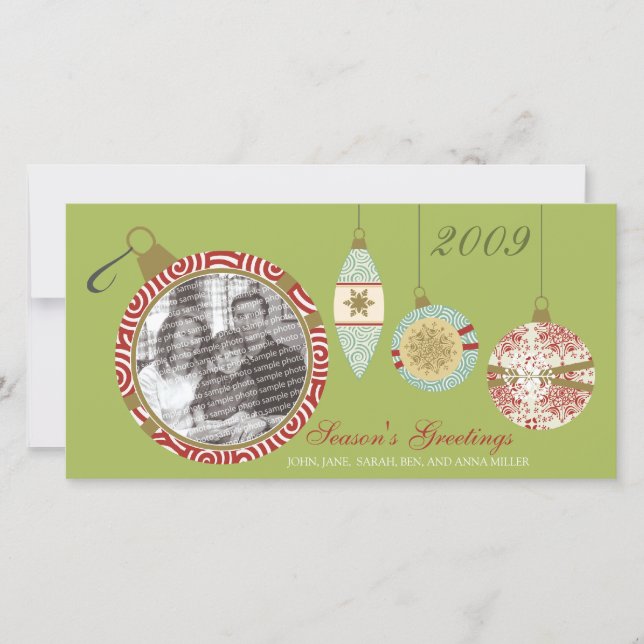 Custom Photo Ornament Holiday Photo Card :: 04 (Front)