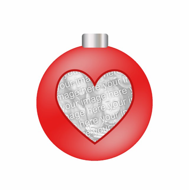 Custom Photo Ornament Red Heart Bulb (Front)