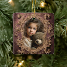 Custom Photo Ornate Design Christmas Ornament
