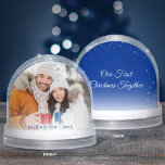 Custom Photo Our First Christmas Snow Globe<br><div class="desc">Celebrate the magic of the season with a custom photo snow globe that turns your cherished memory into a keepsake! Featuring your own photo and a personalized message, this charming globe is perfect for couples, families, or friends. On the back, the template reads in beautiful calligraphy script: "Our First Christmas...</div>