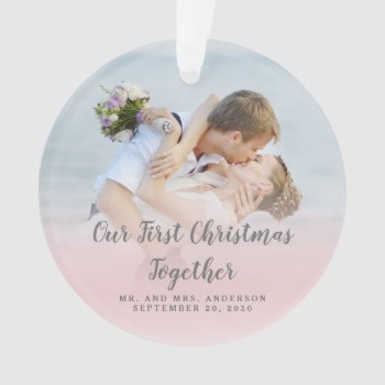 Custom Photo Our First Christmas Together Mr Mrs Ornament by epclarke at Zazzle