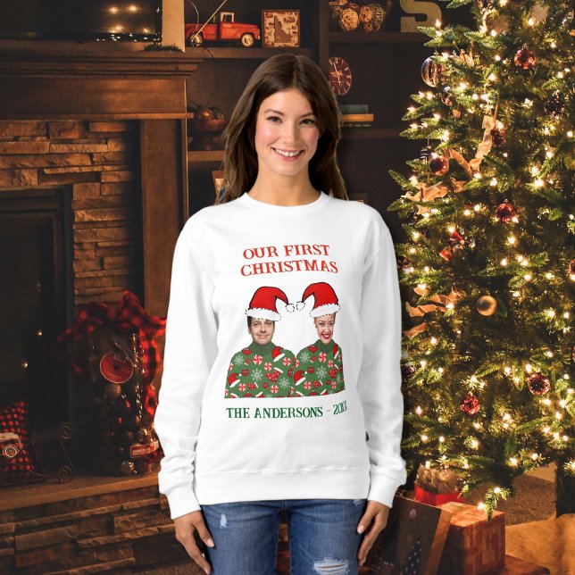 Custom Photo Our First Christmas Ugly Sweater (Creator Uploaded)