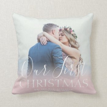 Custom Photo Our First Christmas Wedding Holiday Throw Pillow by epclarke at Zazzle