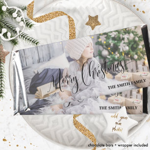 Custom, Photo Overlay Merry Christmas Chocolate Hershey Bar Favors