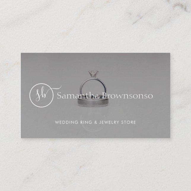 Custom Photo Overlay Wedding Planner Jewelry Ring Business Card (Back)