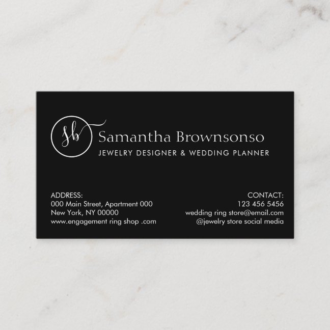 Custom Photo Overlay Wedding Planner Jewelry Ring Business Card