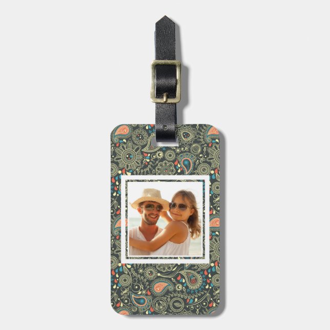 Custom Photo Paisley Pattern 3 Luggage Tag (Front Vertical)
