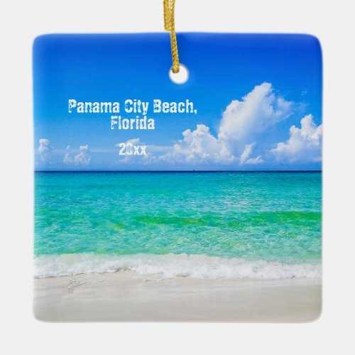Custom Photo Panama City Beach Shoreline Ceramic Ornament