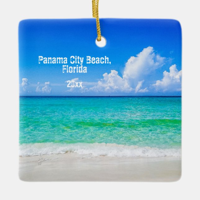 Custom Photo Panama City Beach Shoreline Ceramic Ornament (Front)