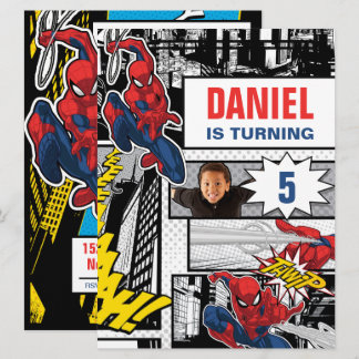 Custom Photo Panel Spider-Man Birthday Invitation