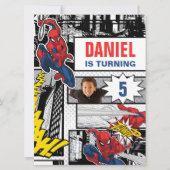 Custom Photo Panel Spider-Man Birthday Invitation (Front)
