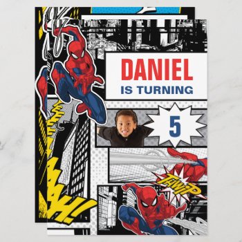 Custom Photo Panel Spider-man Birthday Invitation by spidermanclassics at Zazzle