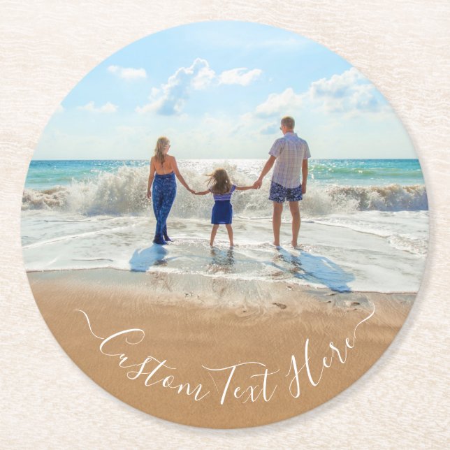 Custom Photo Paper Coaster Your Photos and Text (Front)
