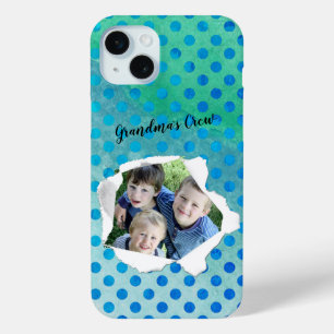 Custom Photo Paper Punch Hole Polka Dot Template iPhone 15 Plus Case
