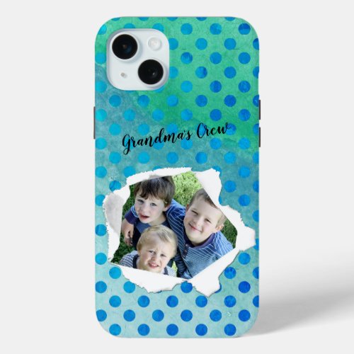 Custom Photo Paper Punch Hole Polka Dot Template iPhone 15 Plus Case