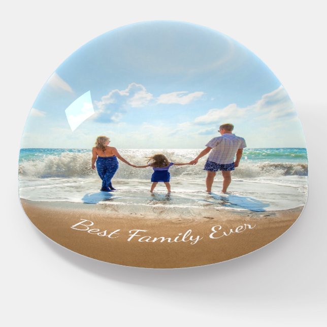 Custom Photo Paperweight Text Best Family Ever (Angled)