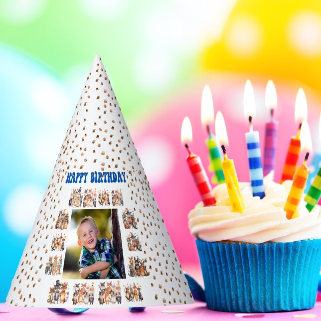  Custom Photo Party Animals Theme Kids Birthday  Hat (Creator Uploaded)