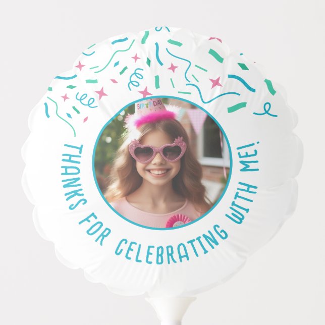 Custom Photo Party Confetti Birthday Thank You  Balloon (Front)