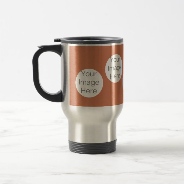 Custom Photo Party travel Mug – Mocha Mousse Brown (Left)