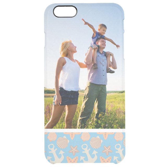 Custom Photo Pastel Nautical Pattern Uncommon iPhone Case (Back)