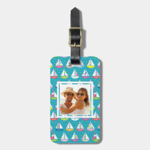 Custom Photo Pastel Sailboat Pattern Luggage Tag