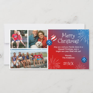 Custom Photo Patriotic Christmas Cards